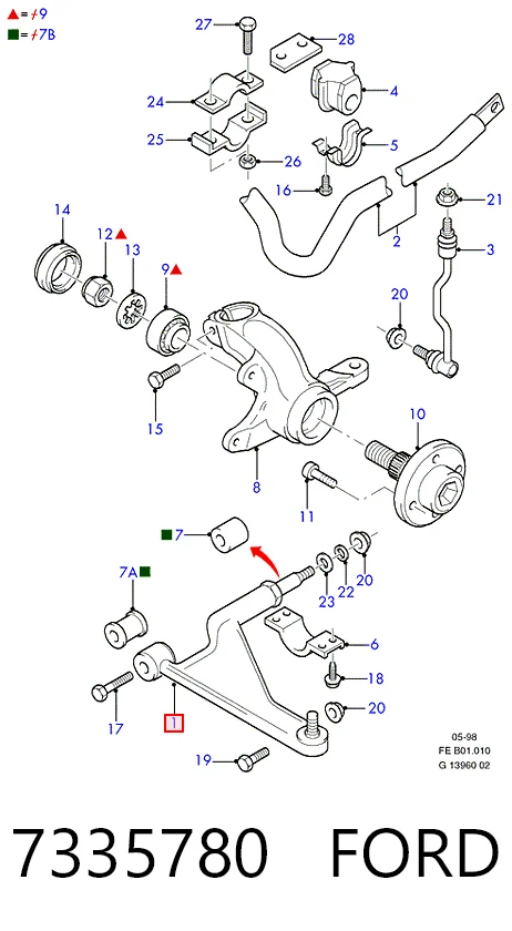 Рычаг передней подвески левый 95GB3051AG Ford
