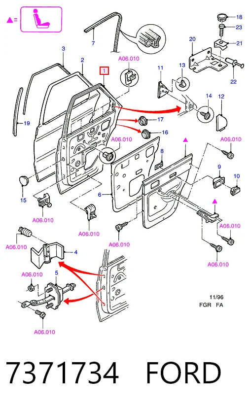 Дверь задняя, правая на Ford Escort VII GAL, AAL, ABL