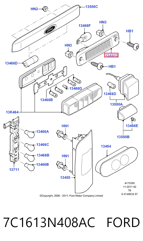 7C1613N408AC Ford Фонарь сигнальный