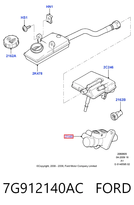 7G912140AC Ford Цилиндр тормозной, главный