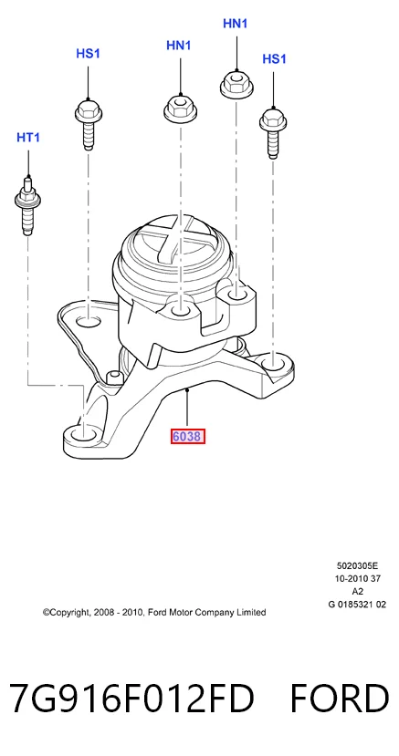 7G916F012FD Ford Правая подушка двигателя