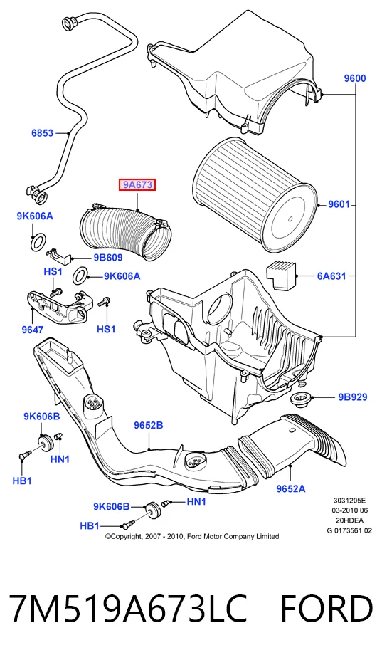 7M519A673LC Ford Патрубок дроссельный