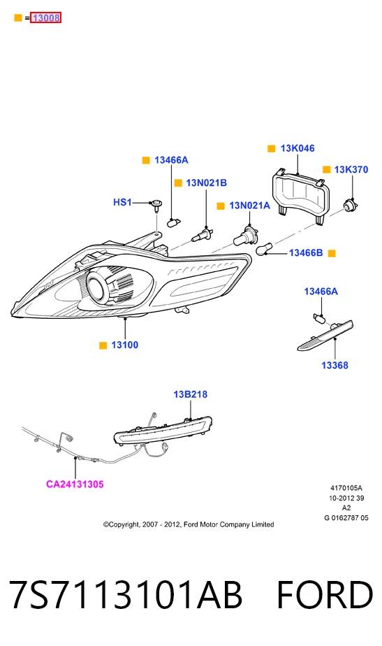 Левая фара 20B550052B TYC
