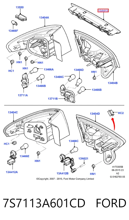 7S7113A601CD Ford Фонарь сигнальный