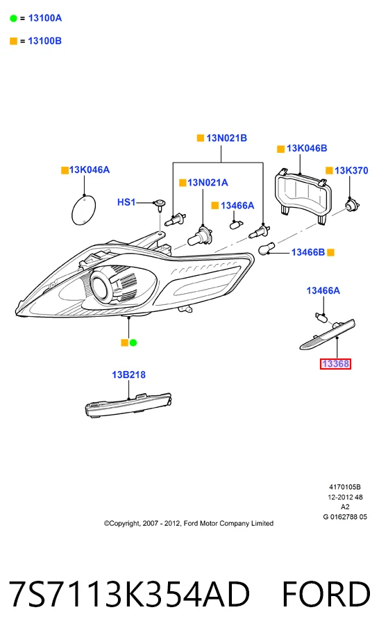 Правый указатель поворота Ford Mondeo IV седан (CA2) (2007 - 2014) цена, от 13.92 USD