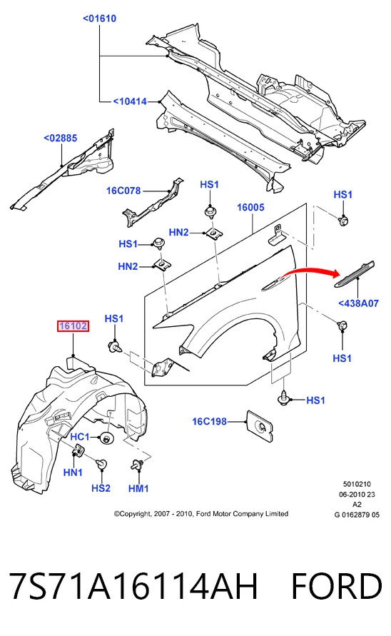 Подкрыльник переднего крыла, правый на Ford Mondeo IV CA2