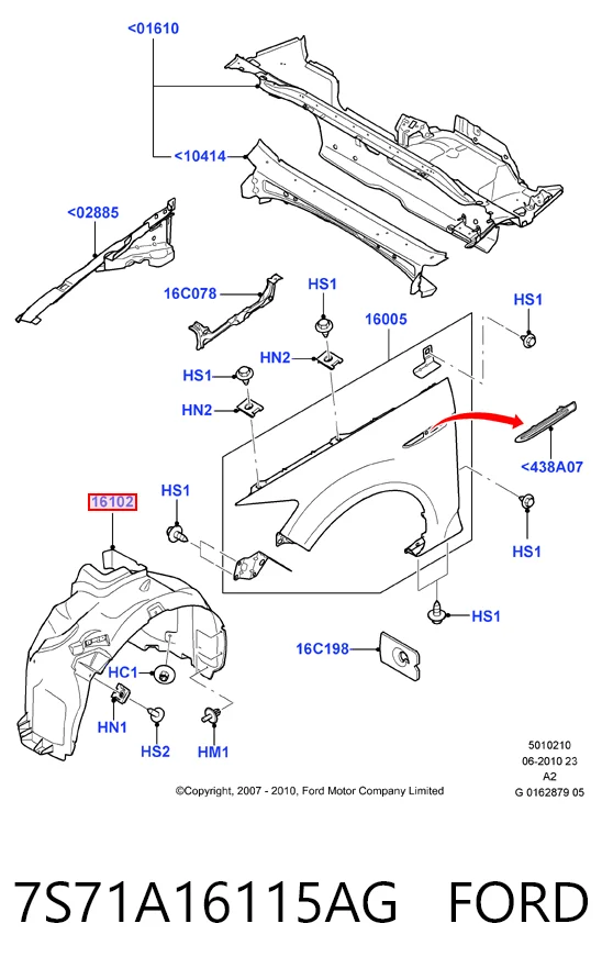 Подкрылок передний левый на Ford Mondeo IV CA2