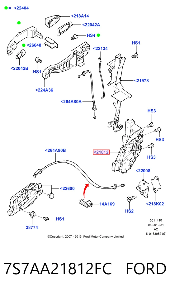  Замок передней правой двери Ford Mondeo 4