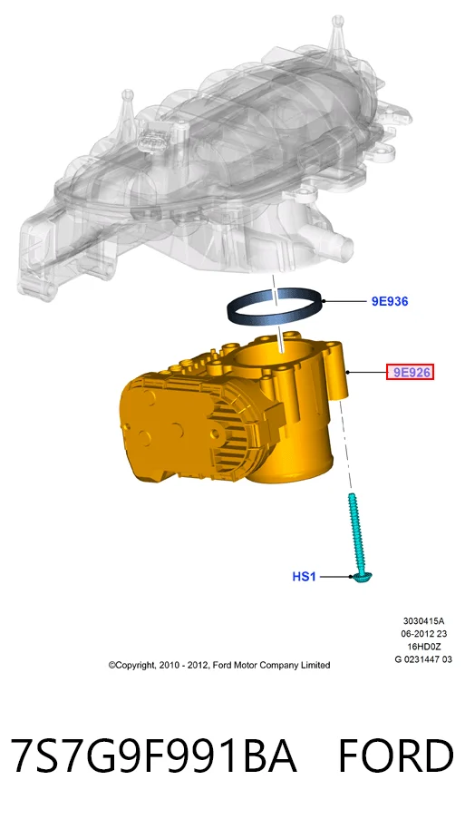 7S7G9F991BA Ford Дроссельная заслонка