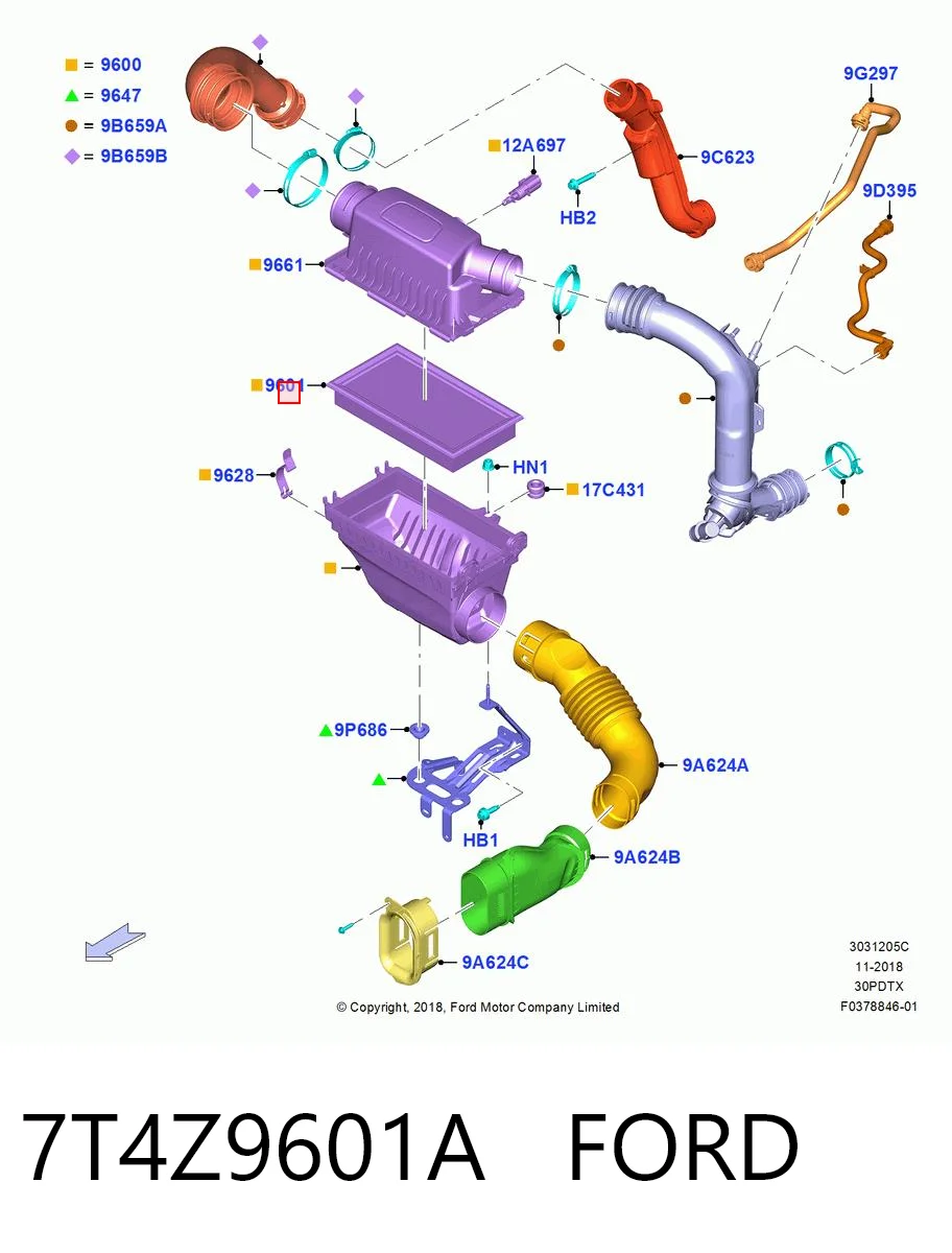 7T4Z9601A Ford Воздушный фильтр двигателя