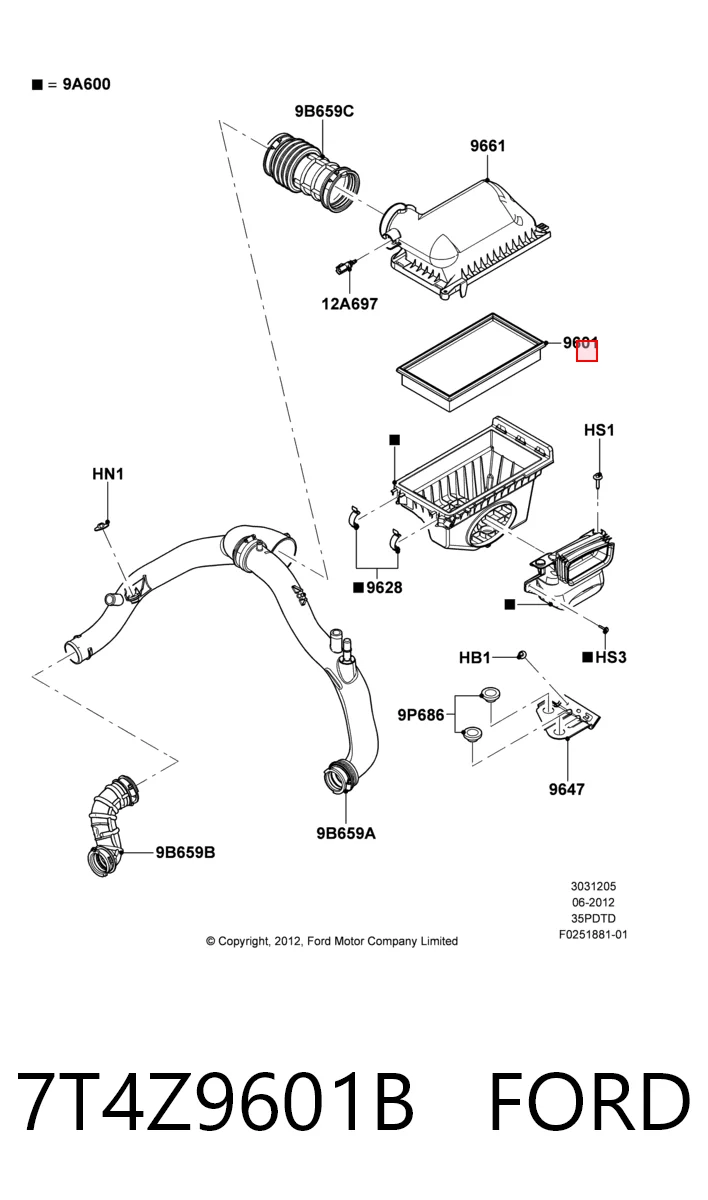 7T4Z9601B Ford Воздушный фильтр двигателя