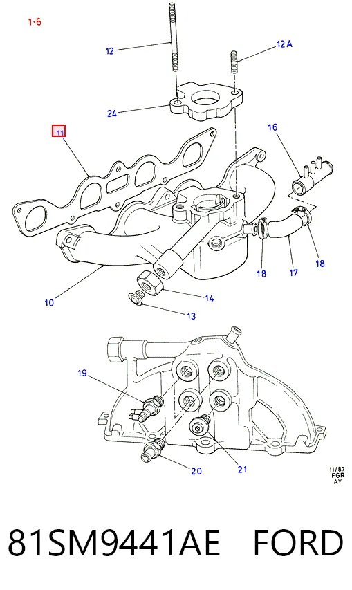  Прокладка впускного коллектора Ford Escort 5