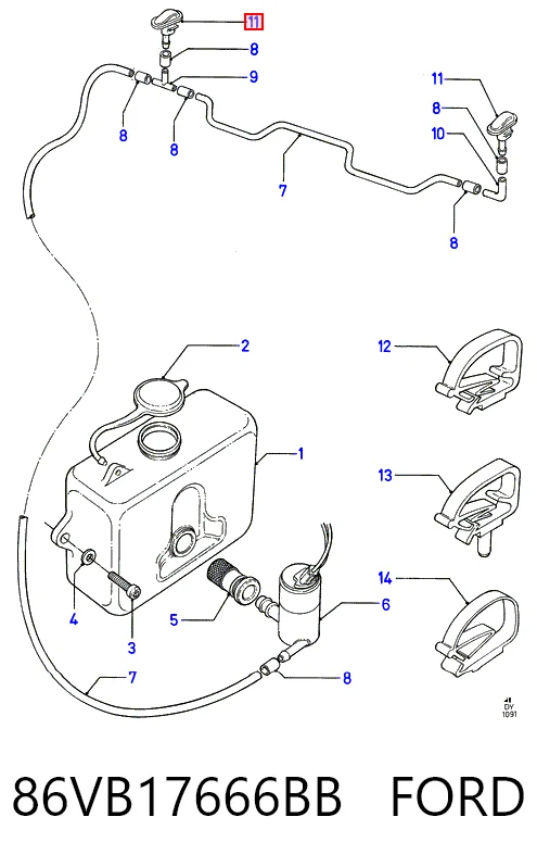 86VB17666BB Ford Веерная форсунка омывателя