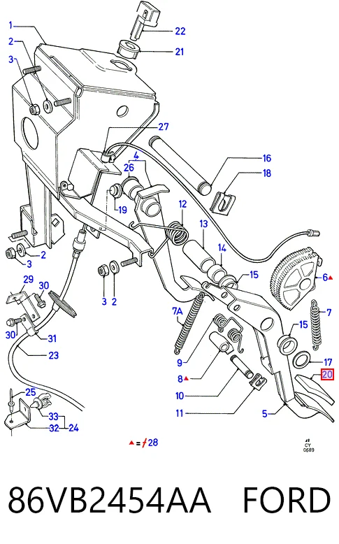86VB2454AA Ford Накладка педали сцепления