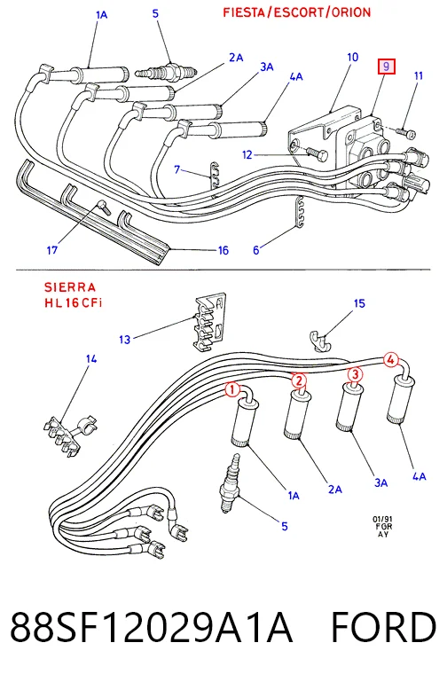 88SF12029A1A Ford Катушка зажигания