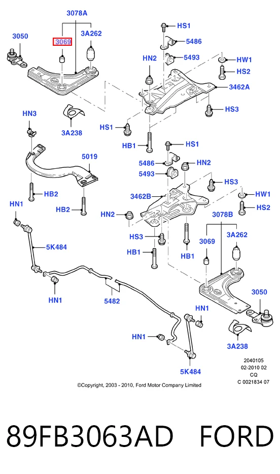 89FB3063AD Ford Сайлентблок нижнего переднего рычага