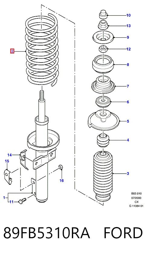  Передняя пружина Ford Fiesta 