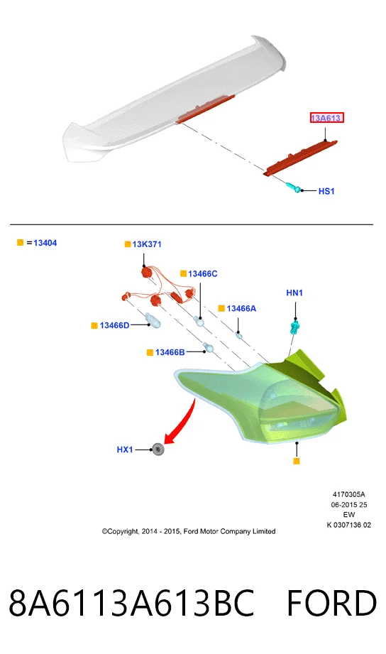 8A6113A613BC Ford Фонарь сигнальный