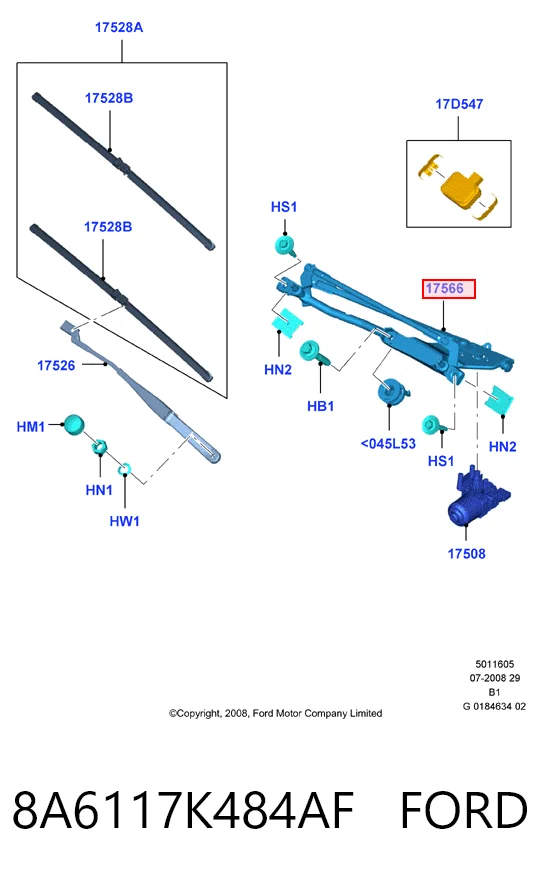 Купить Трапеция дворников Форд Фиеста Mk6 CB1