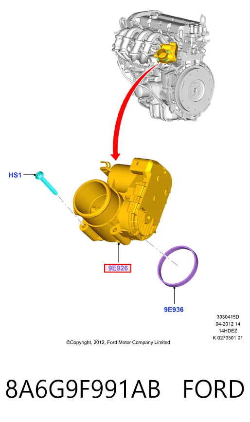 8A6G9F991AB Ford Дроссельная заслонка