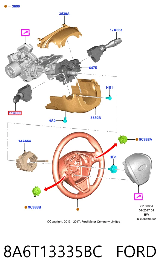 8A6T13335BC Ford Левый подрулевой переключатель