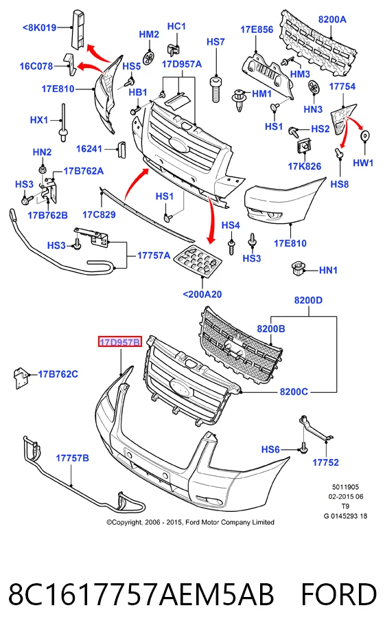 Бампер передний в сборе на Ford Transit VI V347/8