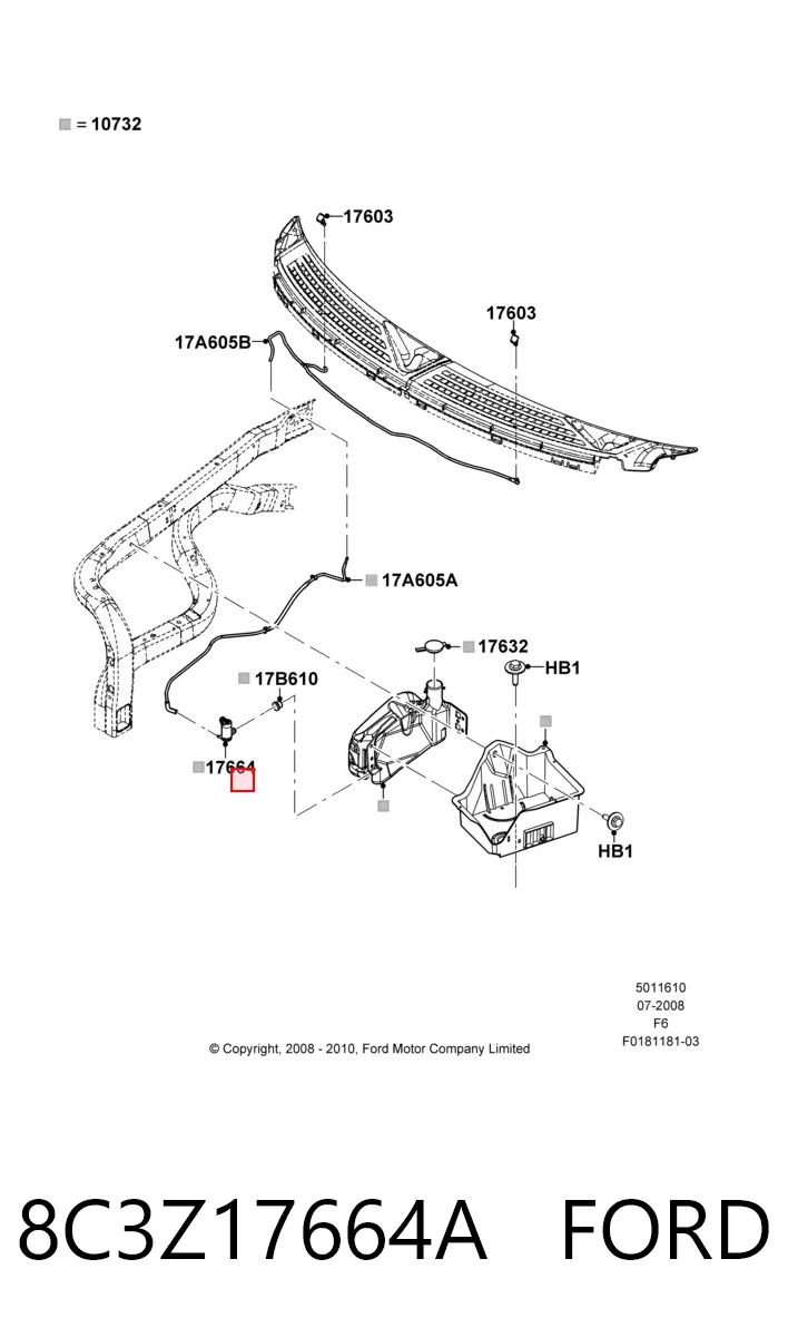 8C3Z17664A Ford Мотор омывателя лобового стекла