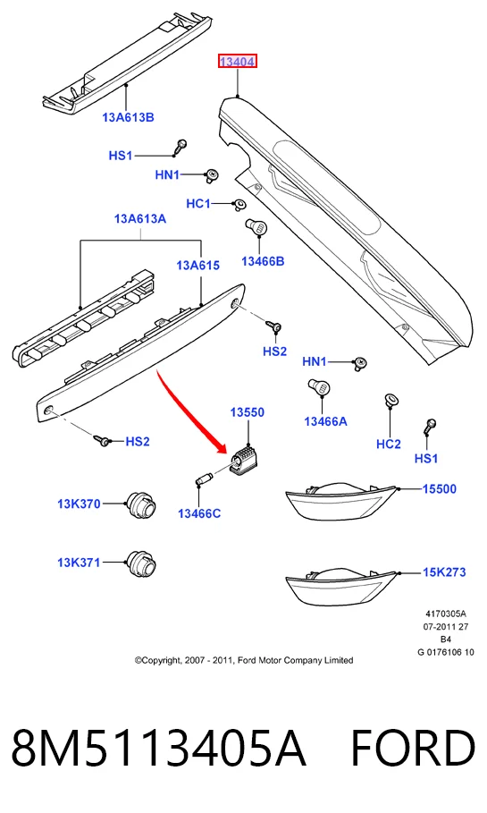 Фонарь задний левый HMP8M5113405AD Hmpx