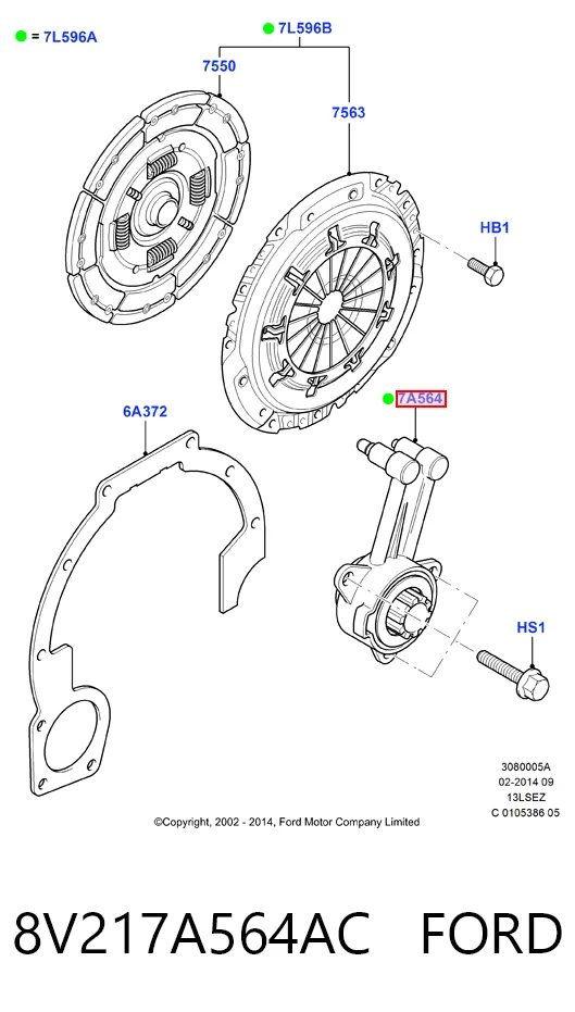 8V217A564AC Ford Цилиндр сцепления рабочий в сборе с выжимным подшипником