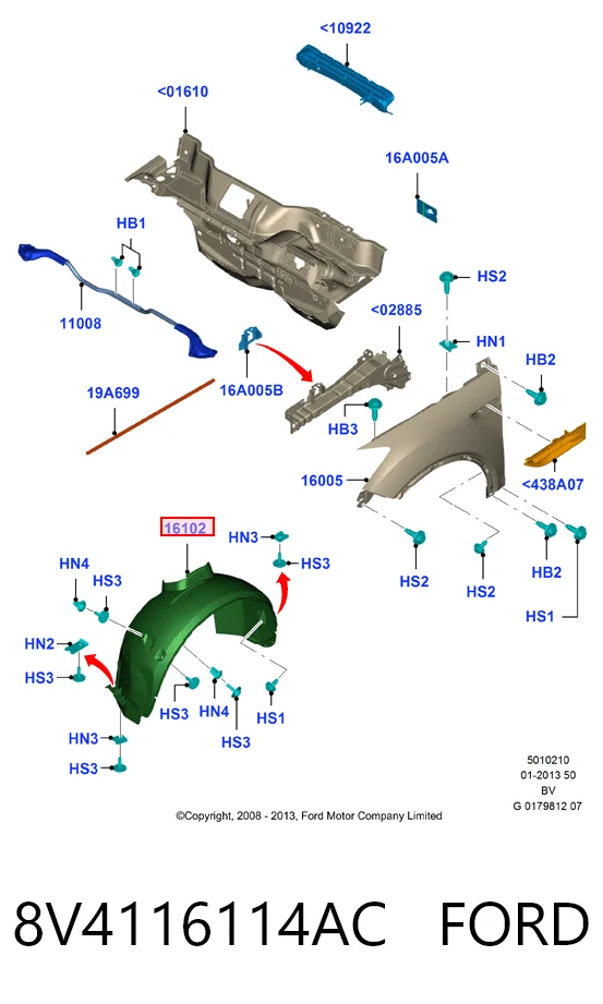 Купить TWN8V4116114AC Hmpx Подкрылок передний правый