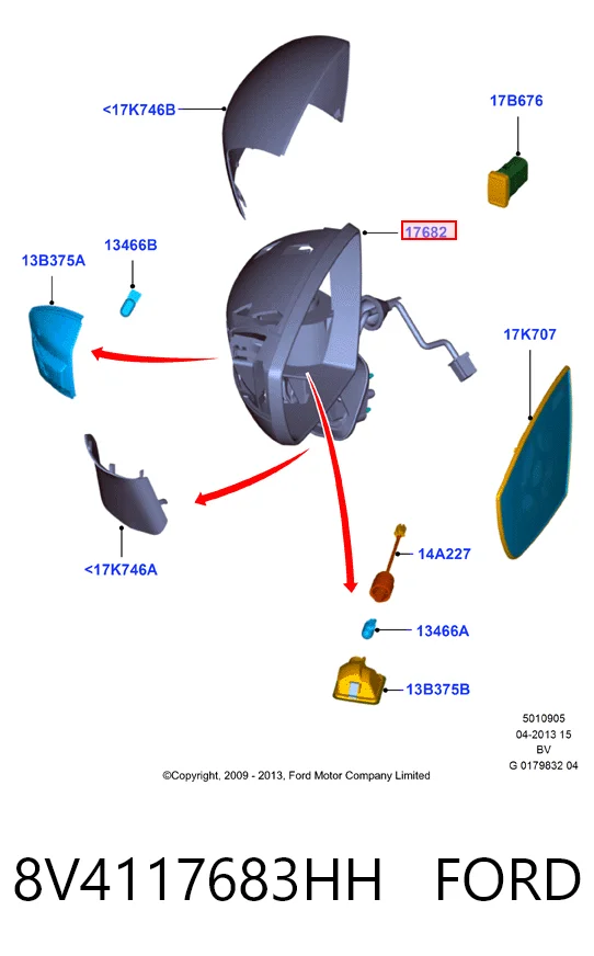 Зеркало заднего вида, левое Ford Kuga I внедорожник (CBV) (2008 - 2012) цена, от 100.62 USD