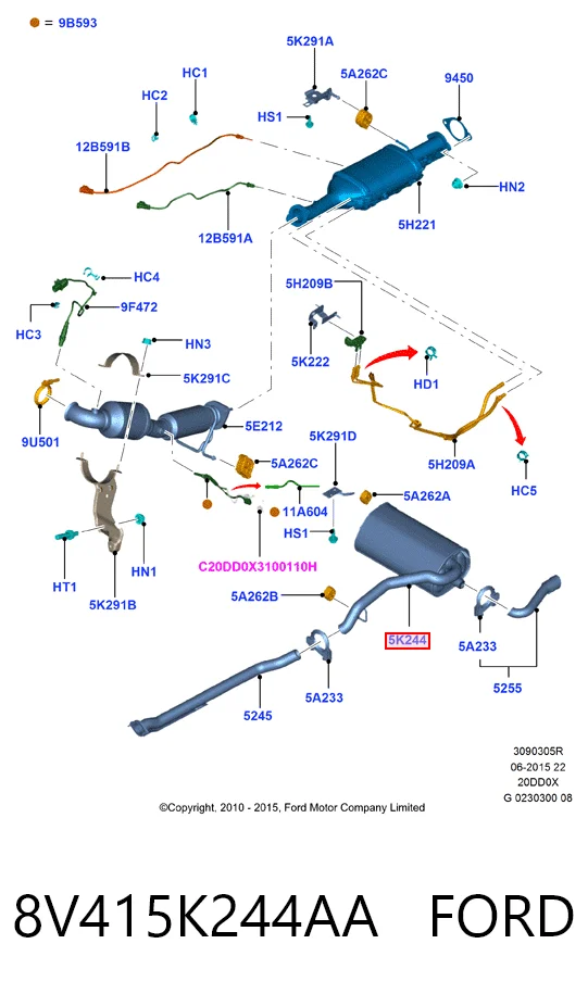 Выхлоп задний Ford Kuga I внедорожник (CBV) (2008 - 2012) цена, от 71.67 USD