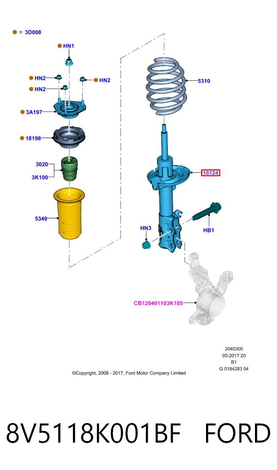 8V5118K001BF Ford Амортизатор передний левый