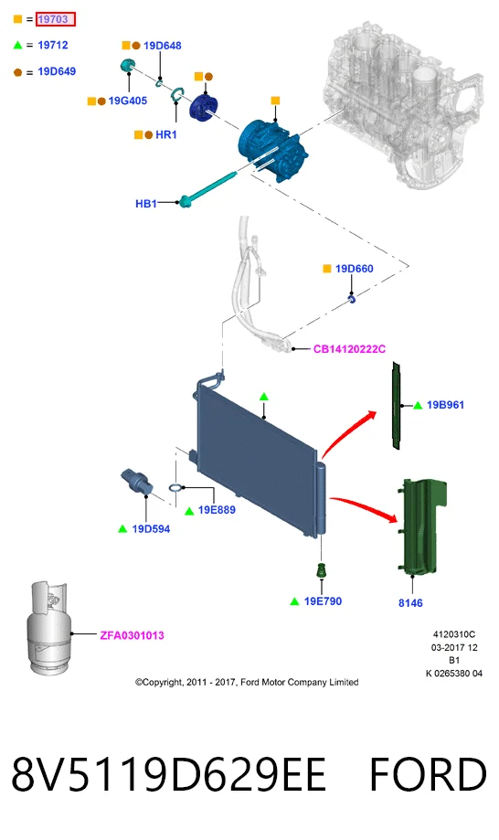 8V5119D629EE Ford Компрессор хладагента