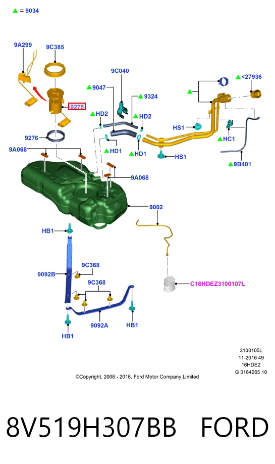 8V519H307BB Ford Электробензонасос
