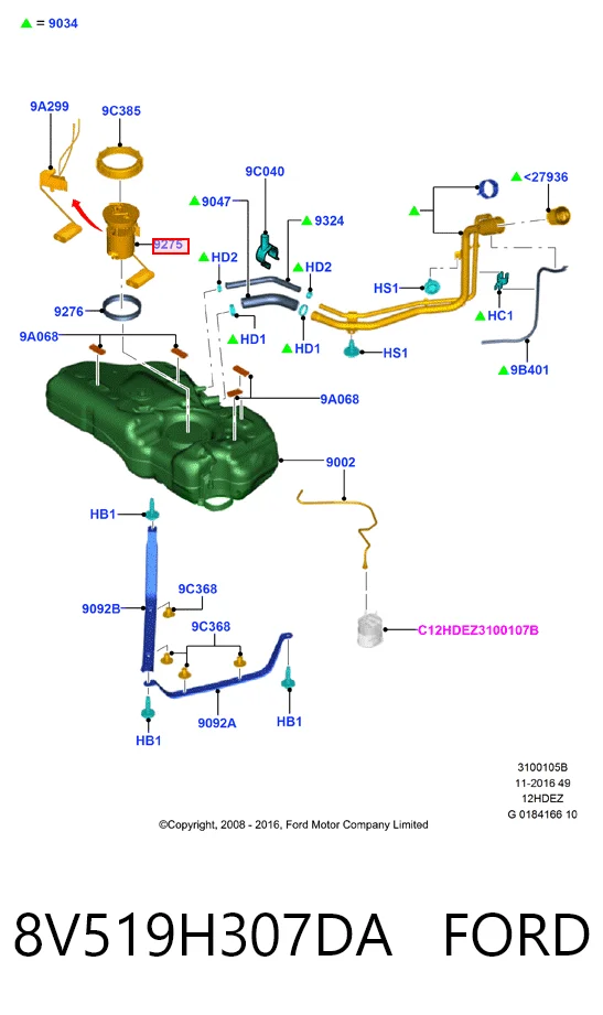 8V519H307DA Ford Электробензонасос