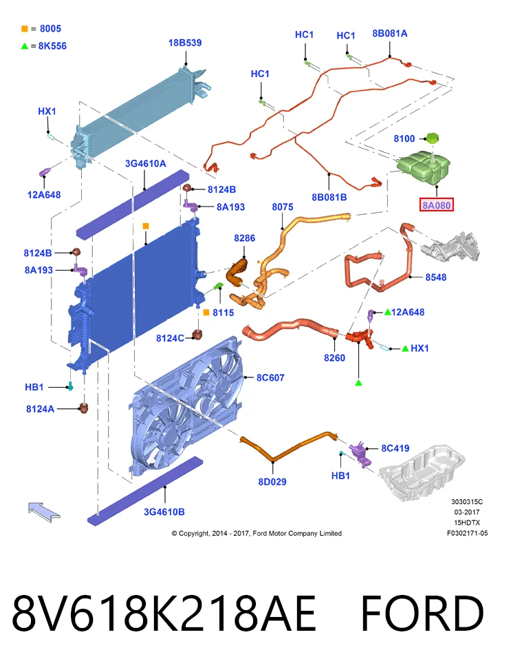 8V618K218AE Ford Расширительный бачок охлаждения