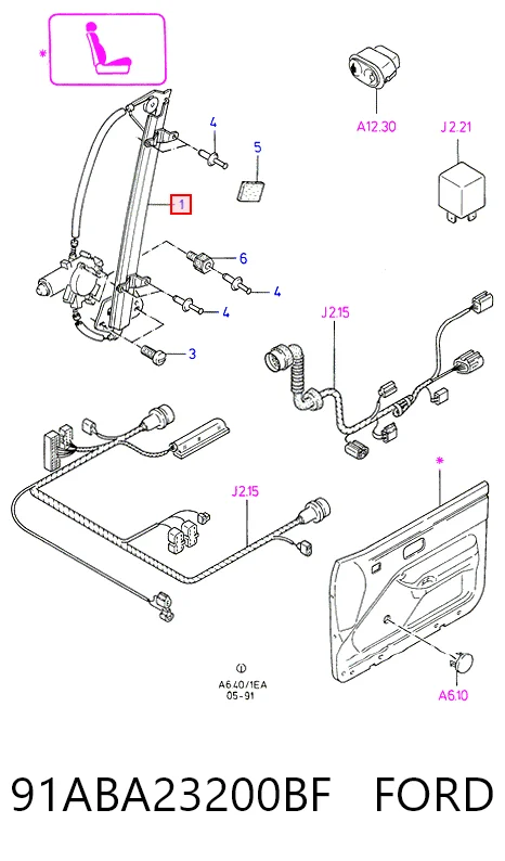  Стеклоподъемник передней правой двери Ford Escort 
