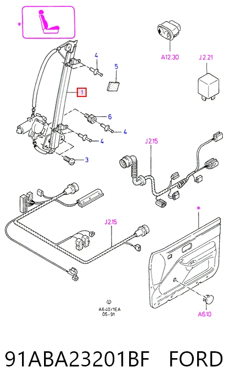 91ABA23201BF Ford Механизм стеклоподъемника передней левой двери