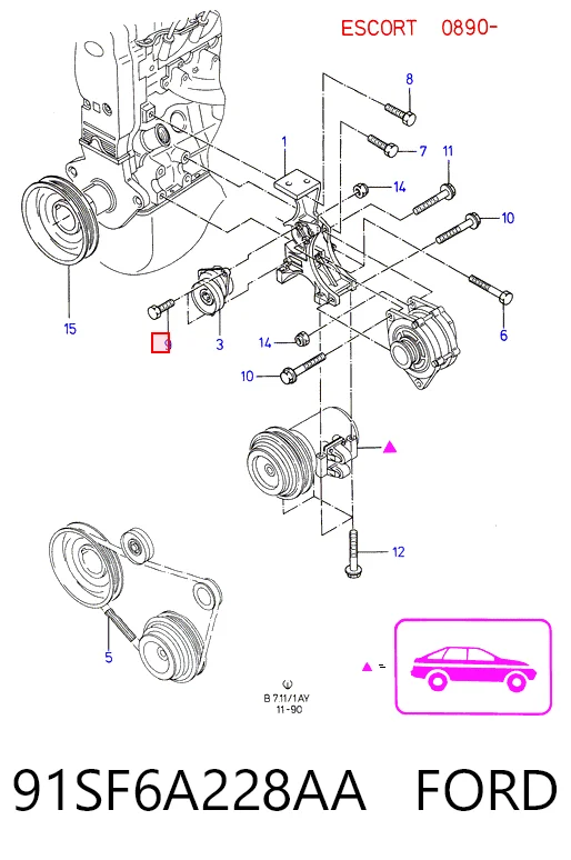 Роликовий модуль натяжителя ремня Ford Transit IV фургон (E) (1994 - 2000) цена, от 6.11 USD