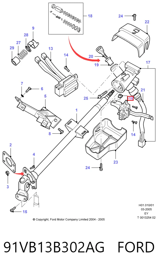 91VB13B302AG Ford Левый подрулевой переключатель