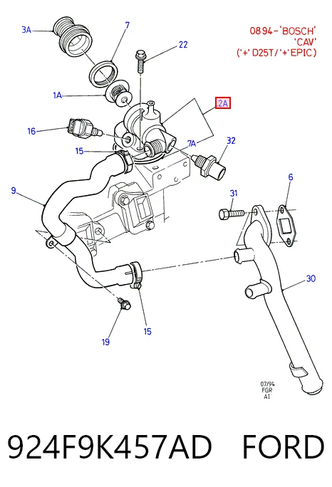 924F9K457AD Ford Корпус термостата в сборе