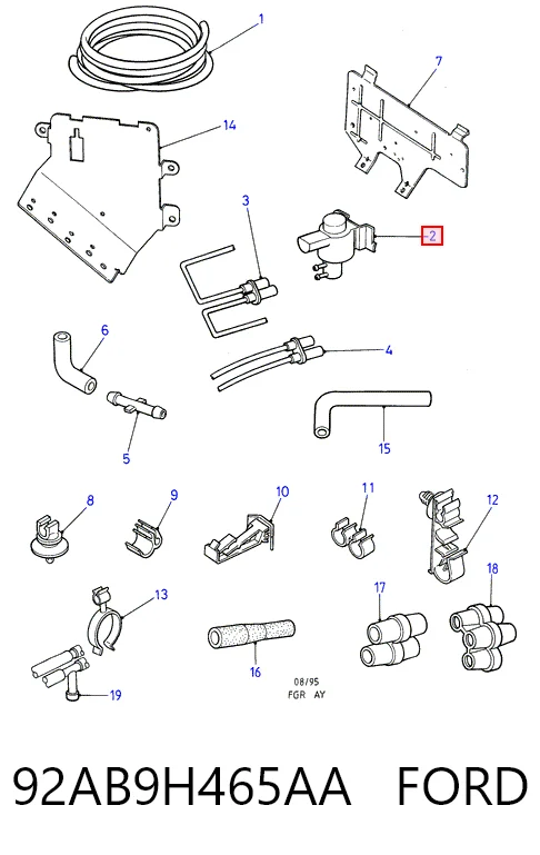92AB9H465AA Ford Клапан соленоид регулирования заслонки EGR