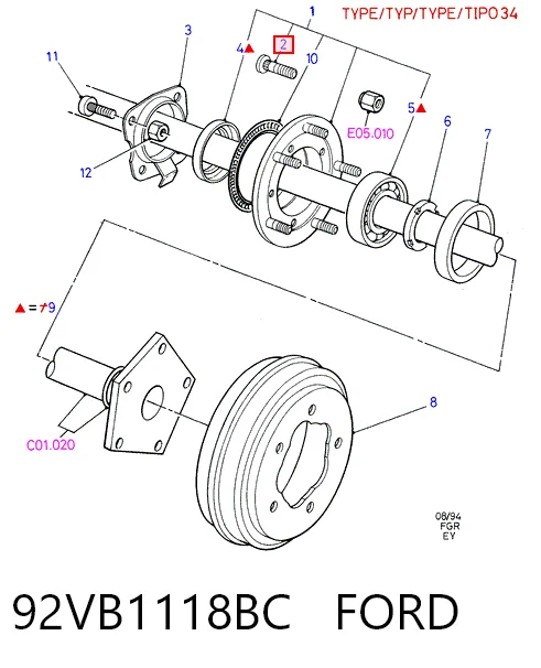 Болт крепления колеса задний Ford T104529