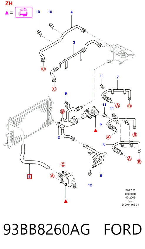  Патрубок радиатора Ford Mondeo 1