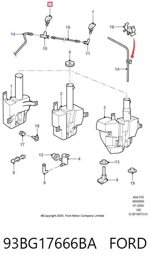 Форсунки стеклоомывателя Ford Mondeo II седан (BFP) (1996 - 2000) цена, от 8.35 USD