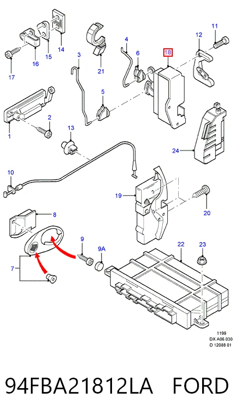 Замок двери передней правой Ford Fiesta JAS, JBS