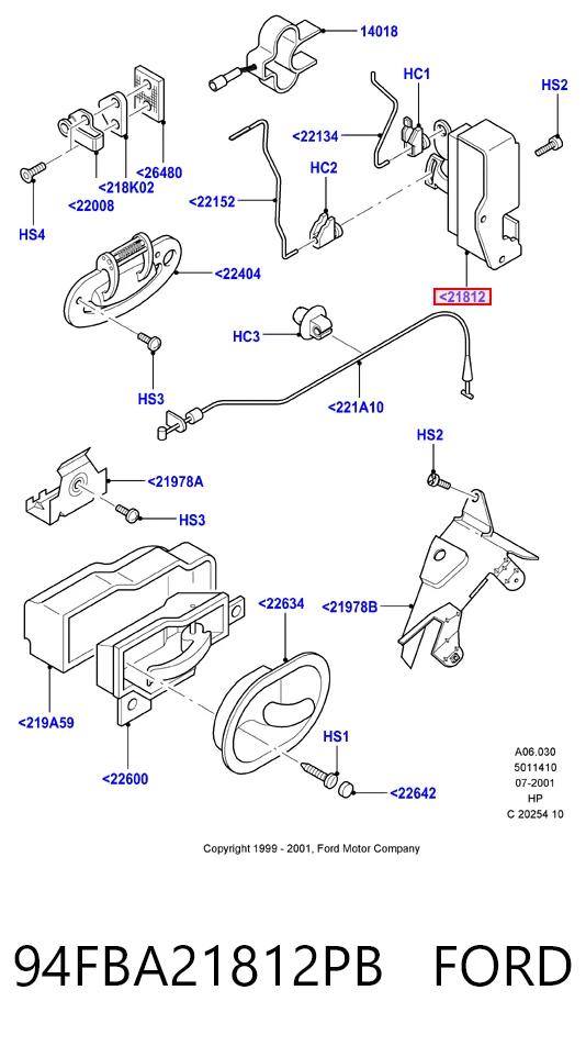 Дверной замок передний правый Ford Ka хэтчбек (RBT) (1996 - 2008) цена, от 72.66 USD