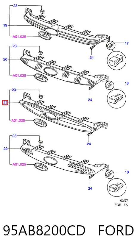 Облицовка радиатора Ford Escort CLASSIC хэтчбек (AAL, ABL) (1998 - 2000) цена, от 21.37 USD