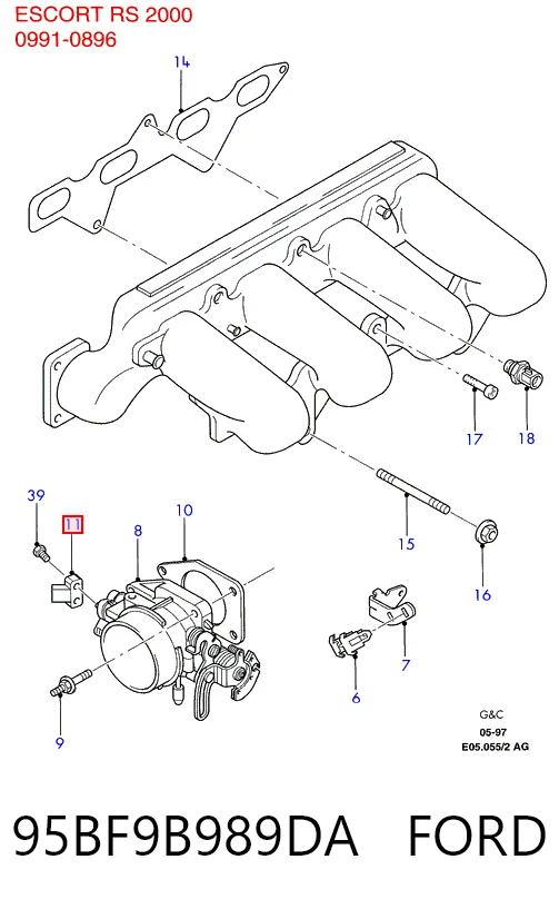 95BF9B989DA Ford Датчик положения дроссельной заслонки